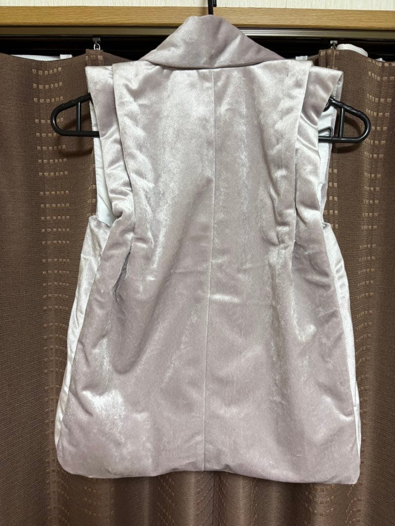 七五三　3歳女の子被布　くすみピンク　ホワイトぴんく白牡丹　ベロア　5点セット