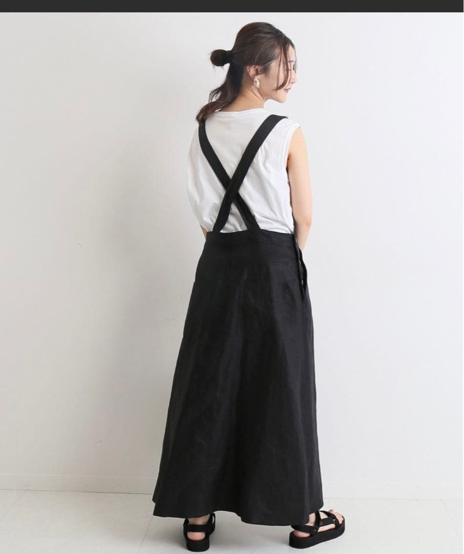 SLOBE IENA♡リネンジャンパースカート　36サイズ　ブラック