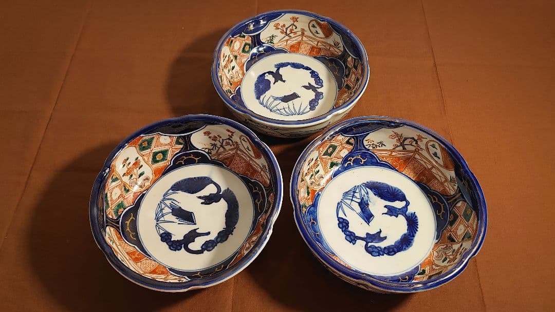 大聖寺伊万里　古伊万里　伊万里　中鉢　蔵出し　３客