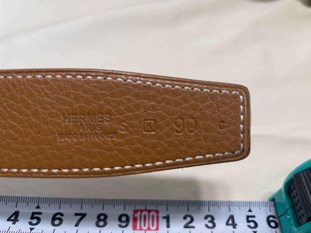 エルメス コンスタンス Hロゴバックル リバーシブルレザーベルト ⬜︎K刻印 90