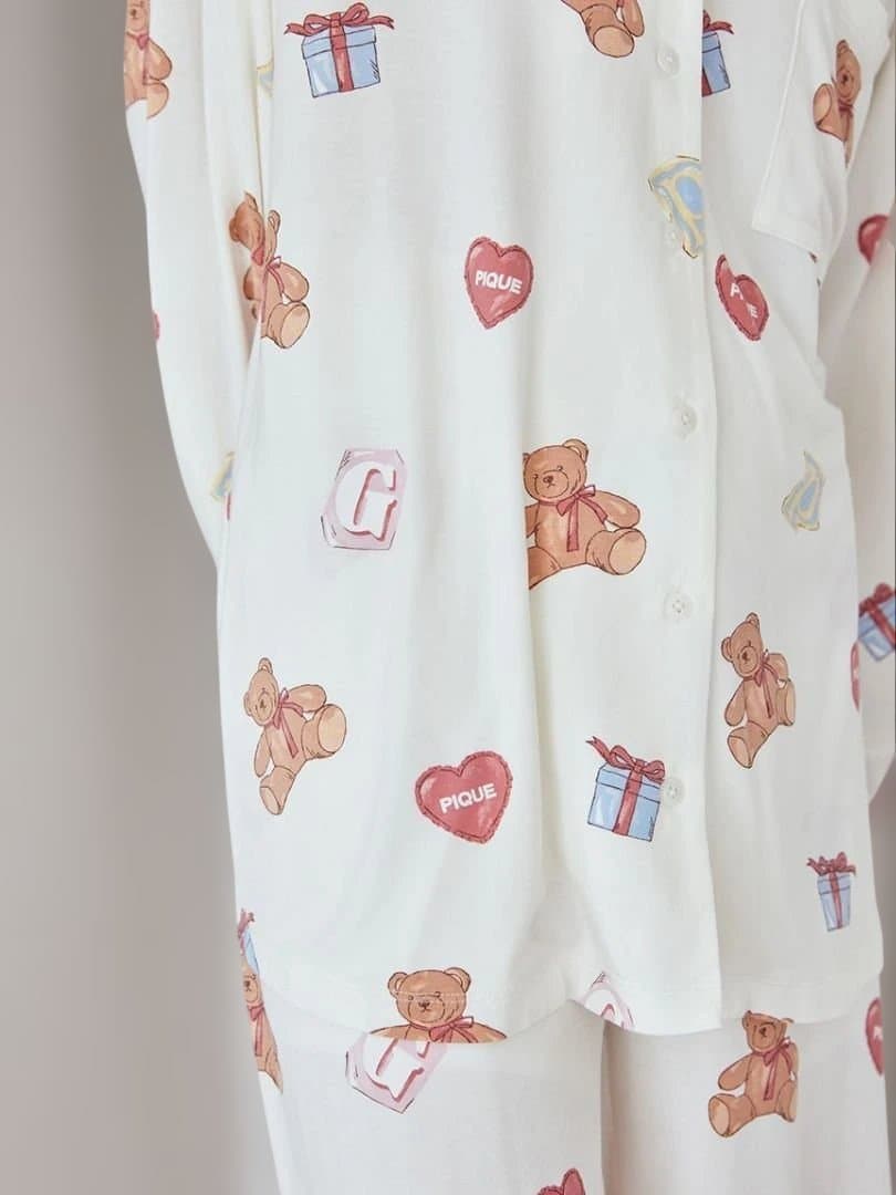 ジェラートピケ フェイバリット総柄シャツ ロングパンツセット