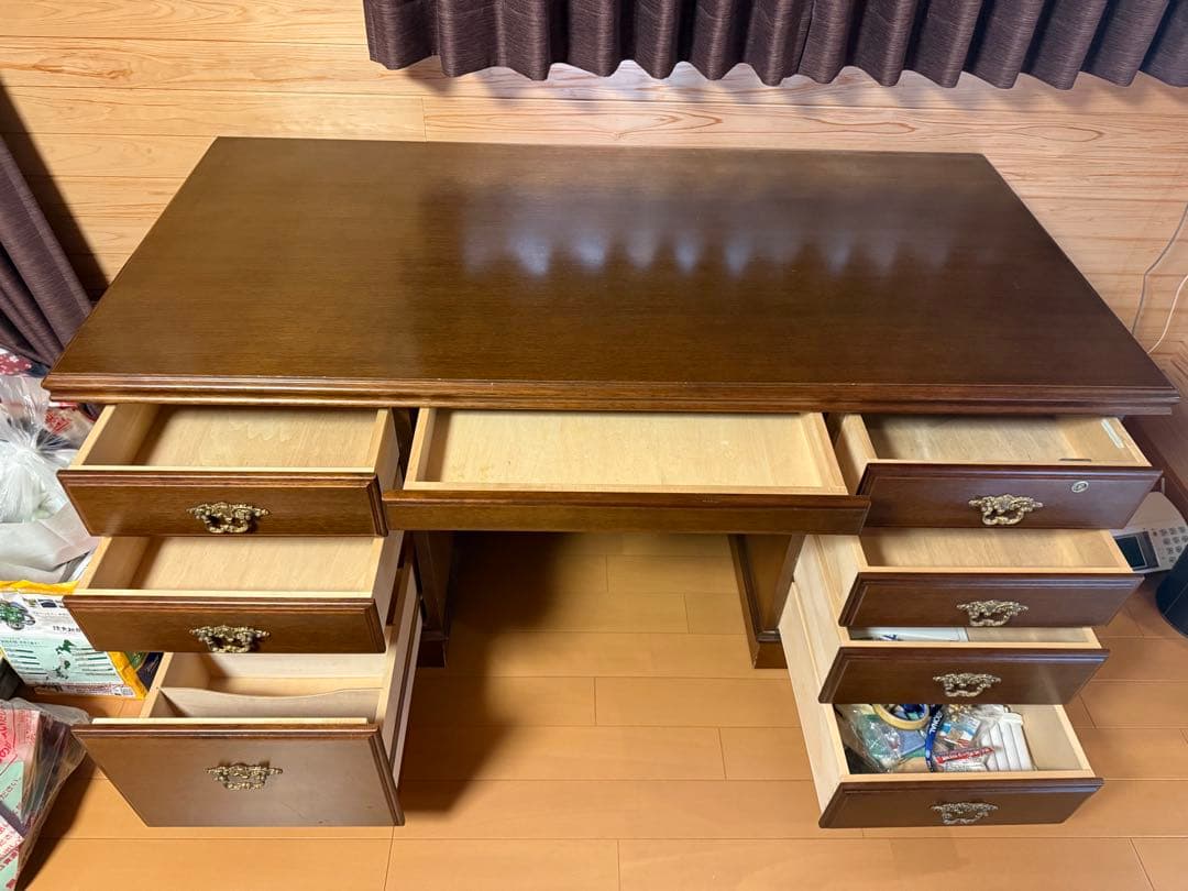 カリモク コロニアルシリーズ 書斎デスク 社長机　取扱説明書付き