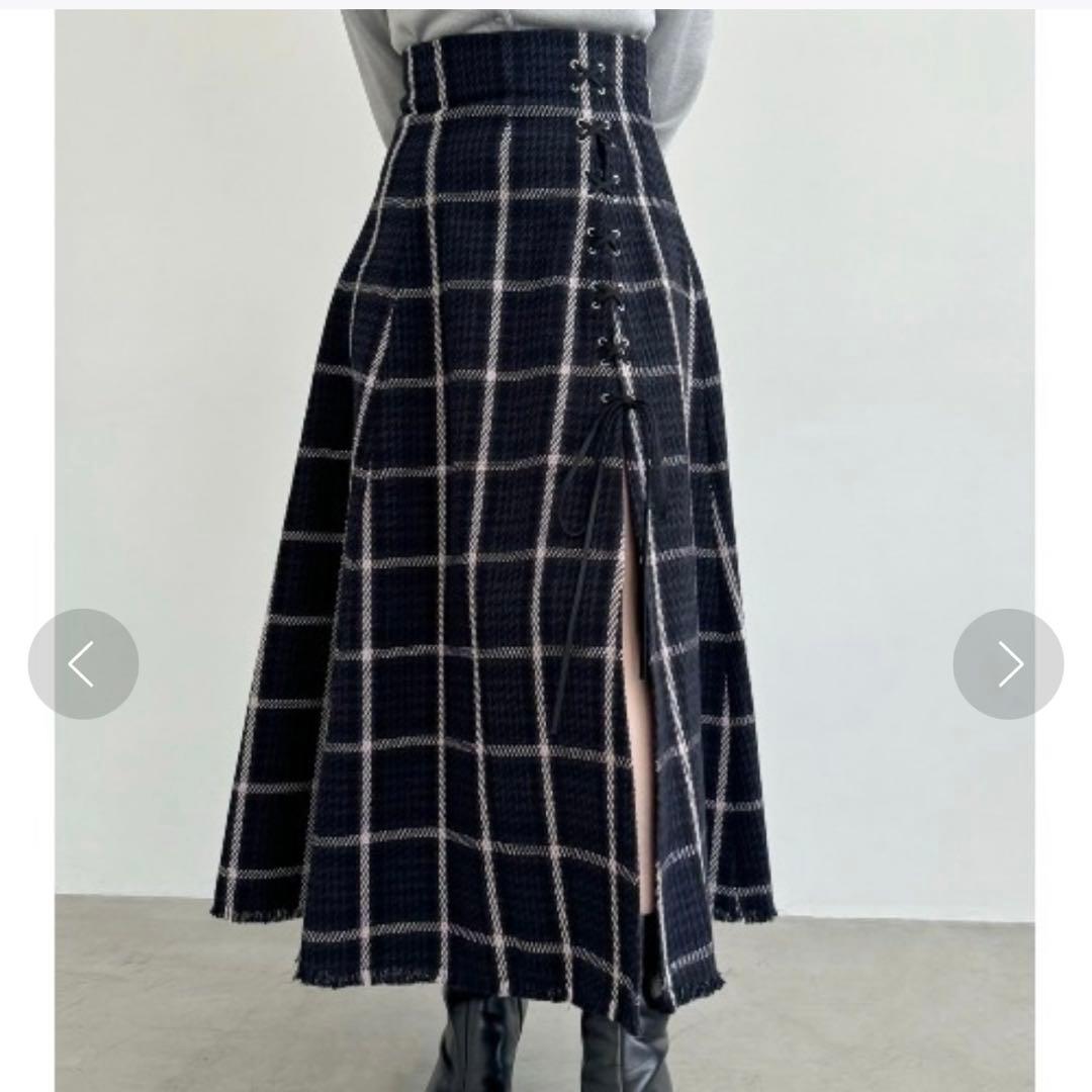 24年【スナイデル】WEB限定 チェックスリットデザインロングスカート