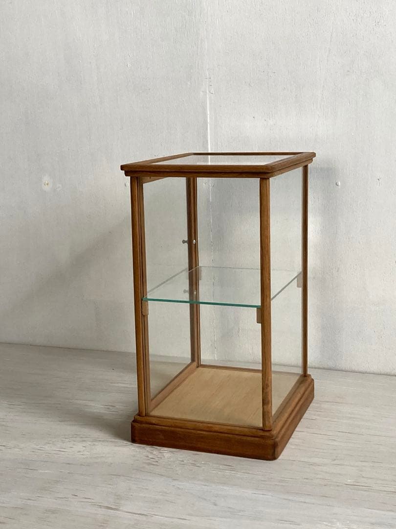 g299 古い木製 小振り ガラスケース 2段 卓上 ショーケース 展示ケース