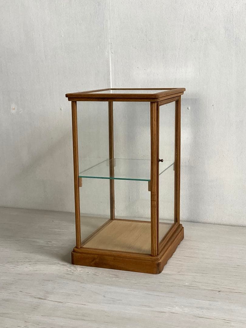 g299 古い木製 小振り ガラスケース 2段 卓上 ショーケース 展示ケース