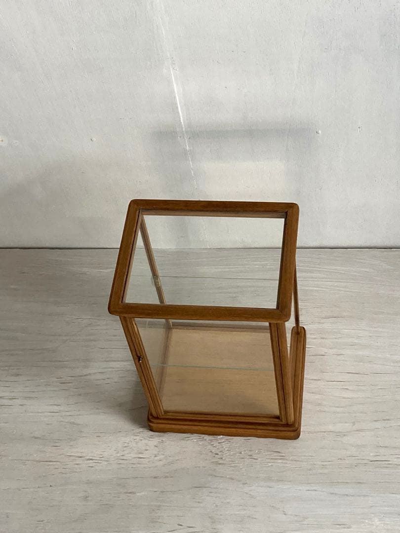 g299 古い木製 小振り ガラスケース 2段 卓上 ショーケース 展示ケース