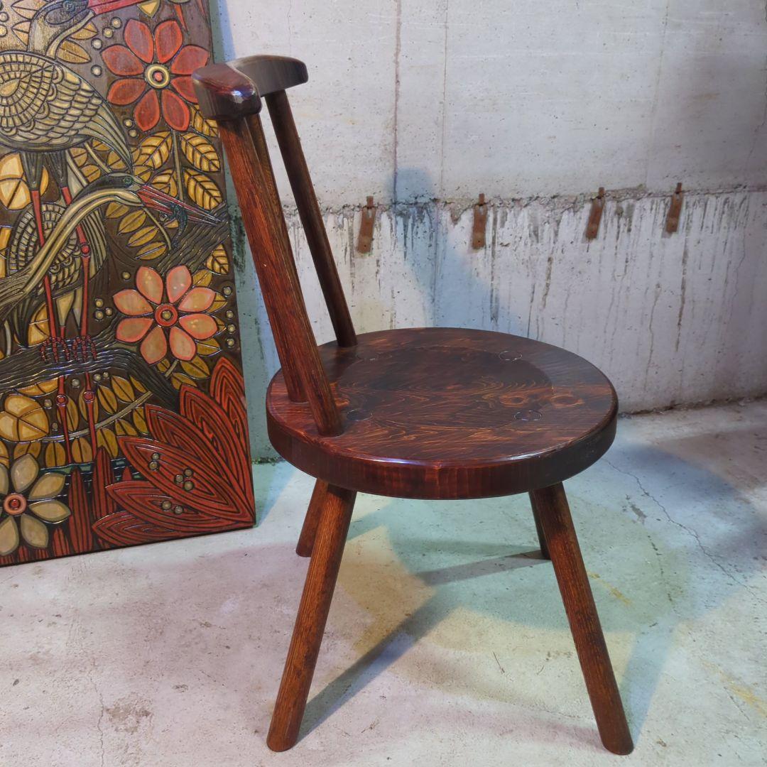 手作り家具 矢澤金太郎 天然木 ダイニングチェア ヒノキ 拭き漆 ビンテージ