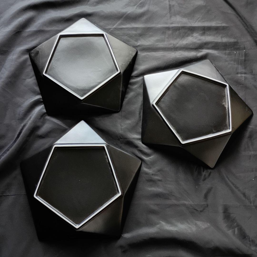 黒いダイヤモンド型皿3枚セットアポロ黒28cmプレート 30×28.5×3.4㎝