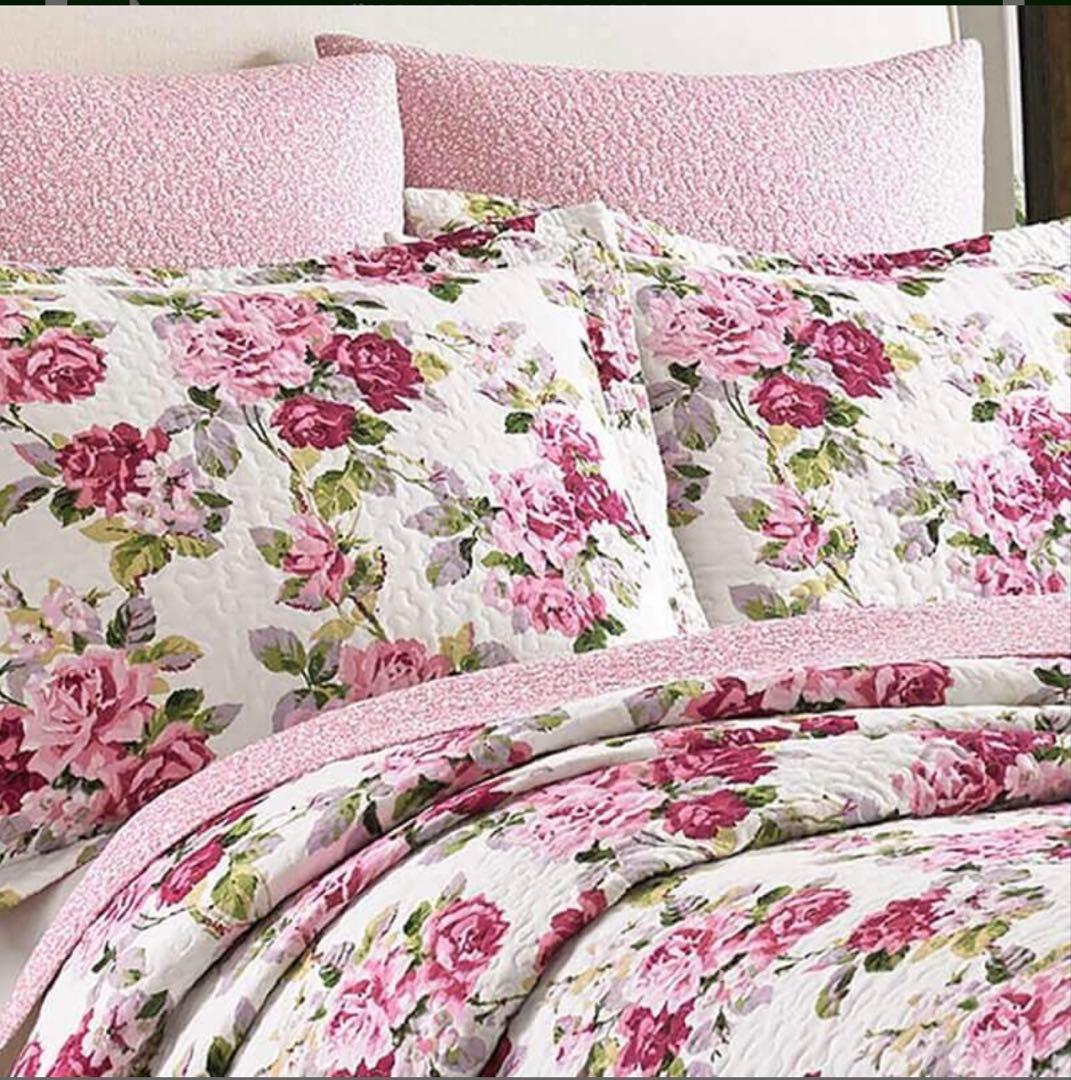 Laura Ashley リバーシブルベッドキルト３点セット キングサイズ