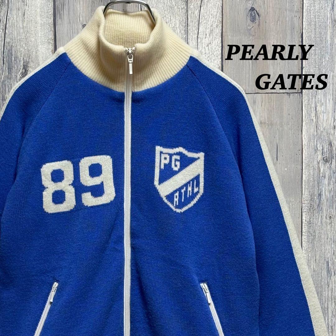 パーリーゲイツ　ニット　ジャケット ジップアップ　裏地あり　ウール混　1