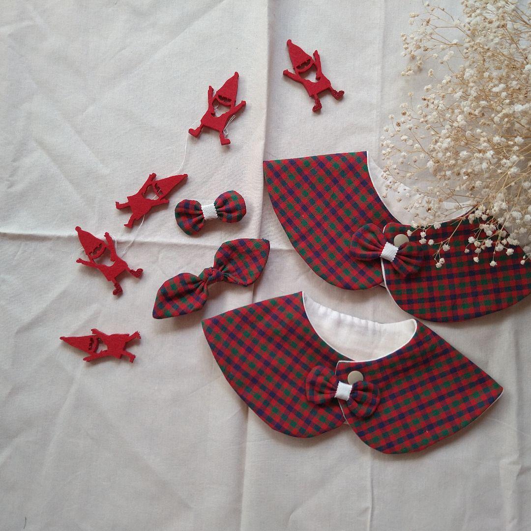 ❁ファミリアチェックつけ襟スタイ❁　オプションあり