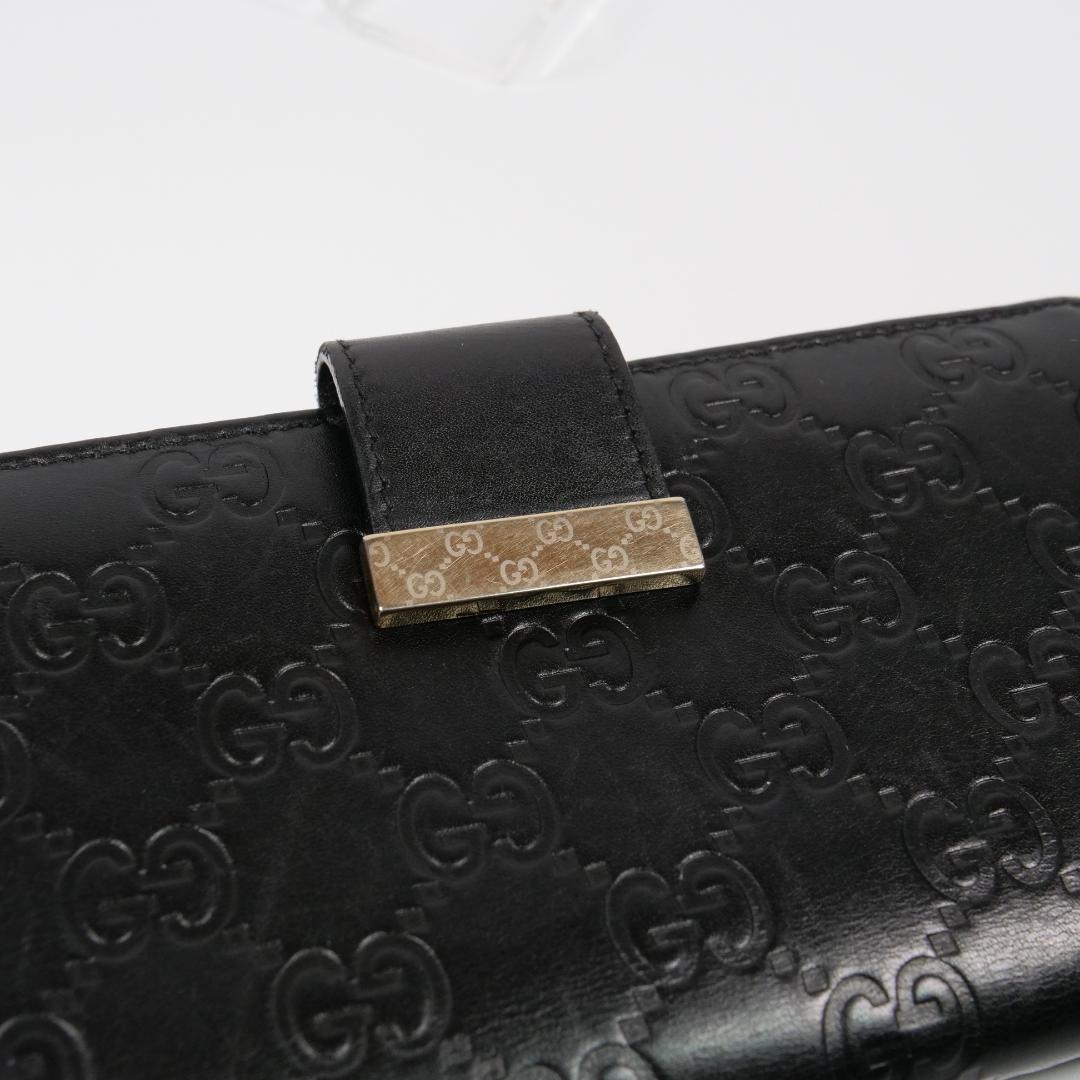 美品✨グッチ GUCCI 長財布 シマ レザー GG柄 ブラック