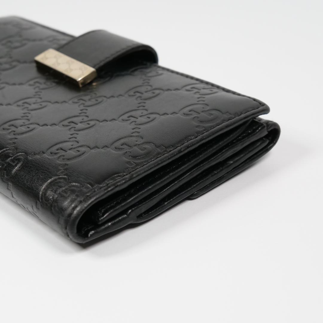 美品✨グッチ GUCCI 長財布 シマ レザー GG柄 ブラック