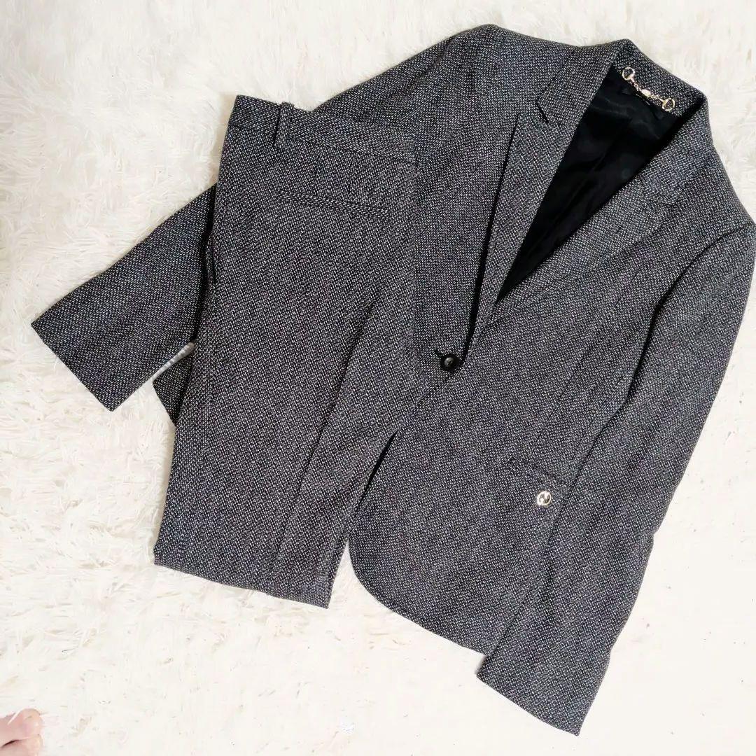 【美品】GUCCI グレー ツイード パンツ スーツ　セットアップ