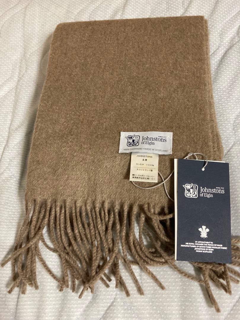 Johnstons of Elgin カシミヤマフラー 中判　正規代理店タグ付き