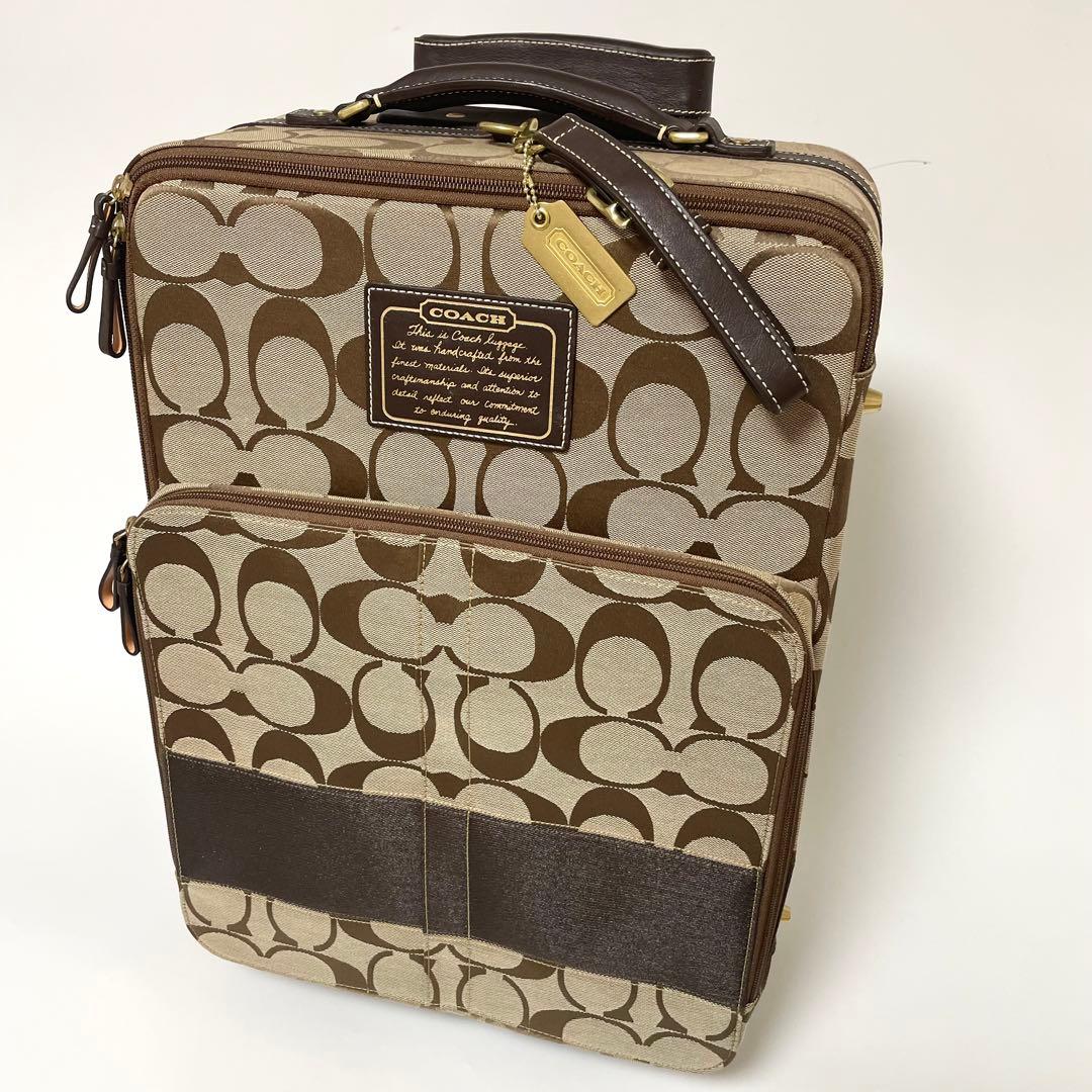 極美品✨COACH キャリーケース 旅行カバン シグネチャー キャンバス 茶
