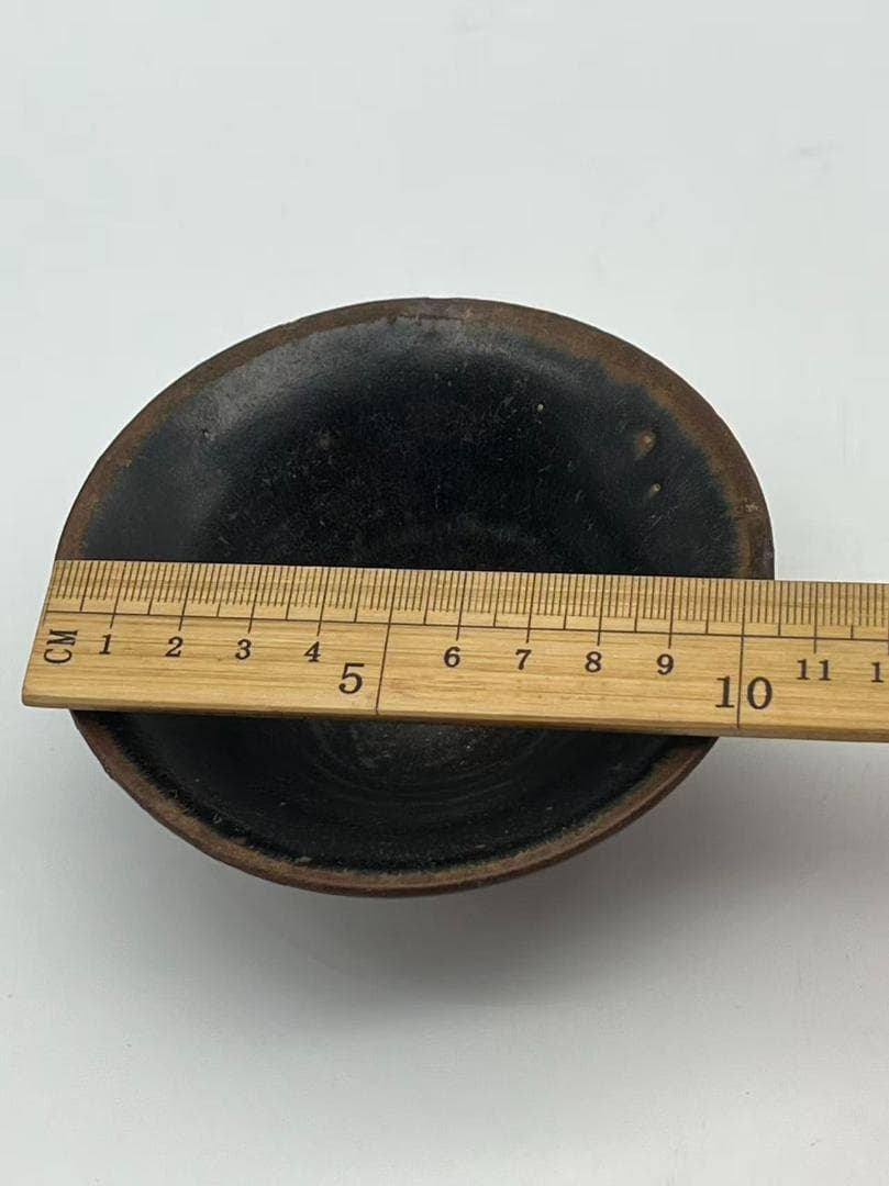 南宋から元時代　建窯黒釉斗笠天目茶碗 素麵茶碗　金口　高台(F-132)