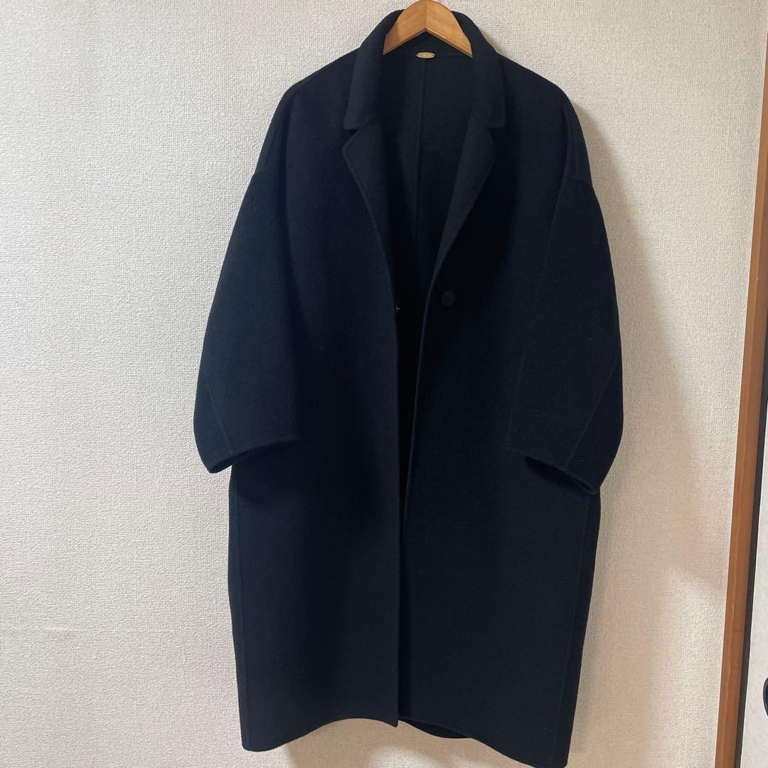 ウールアンゴラリバーコート　ブラック