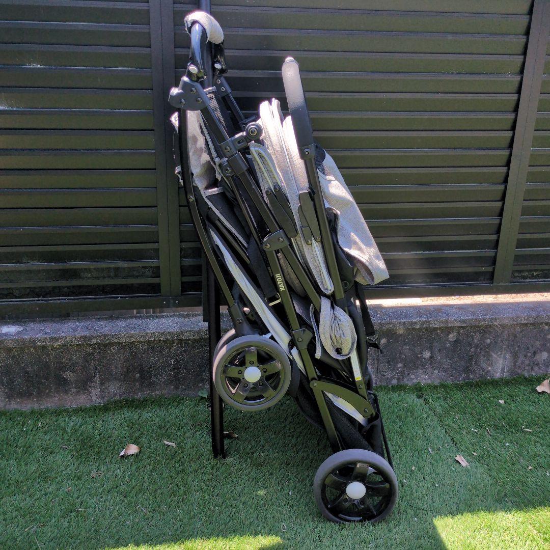 2人乗りベビーカー グレー 折りたたみ式