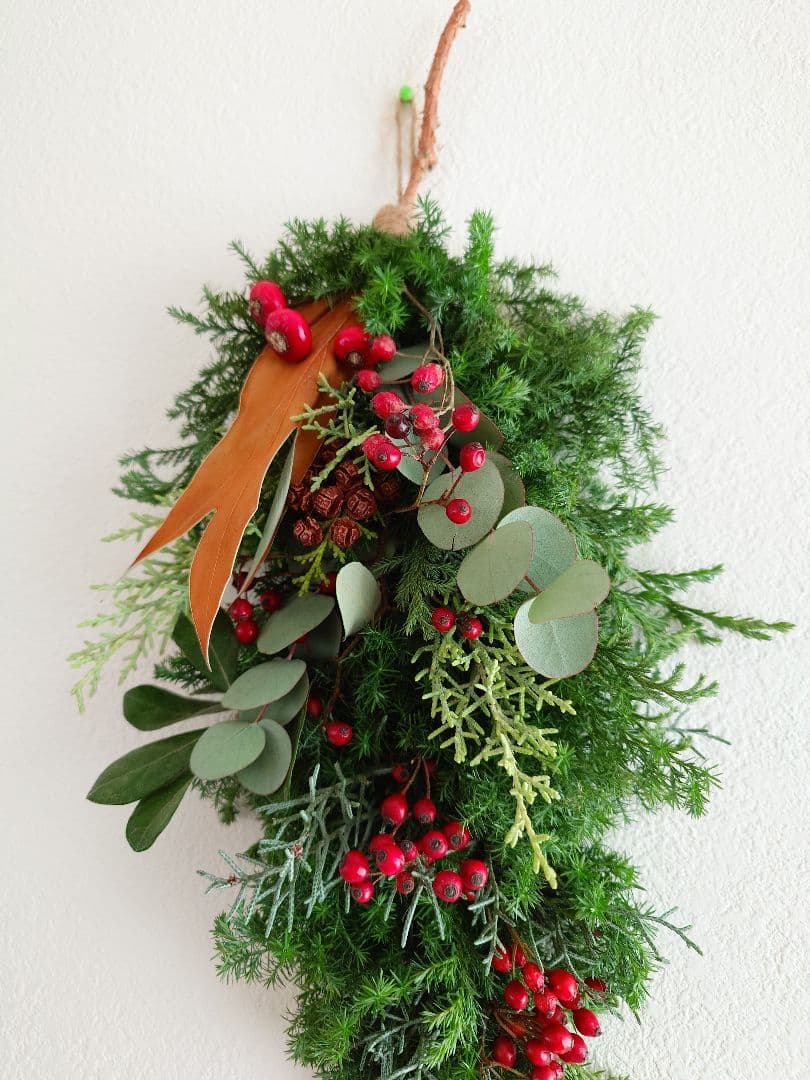 見本　クリスマススワッグ　クリスマスリース　フレッシュ