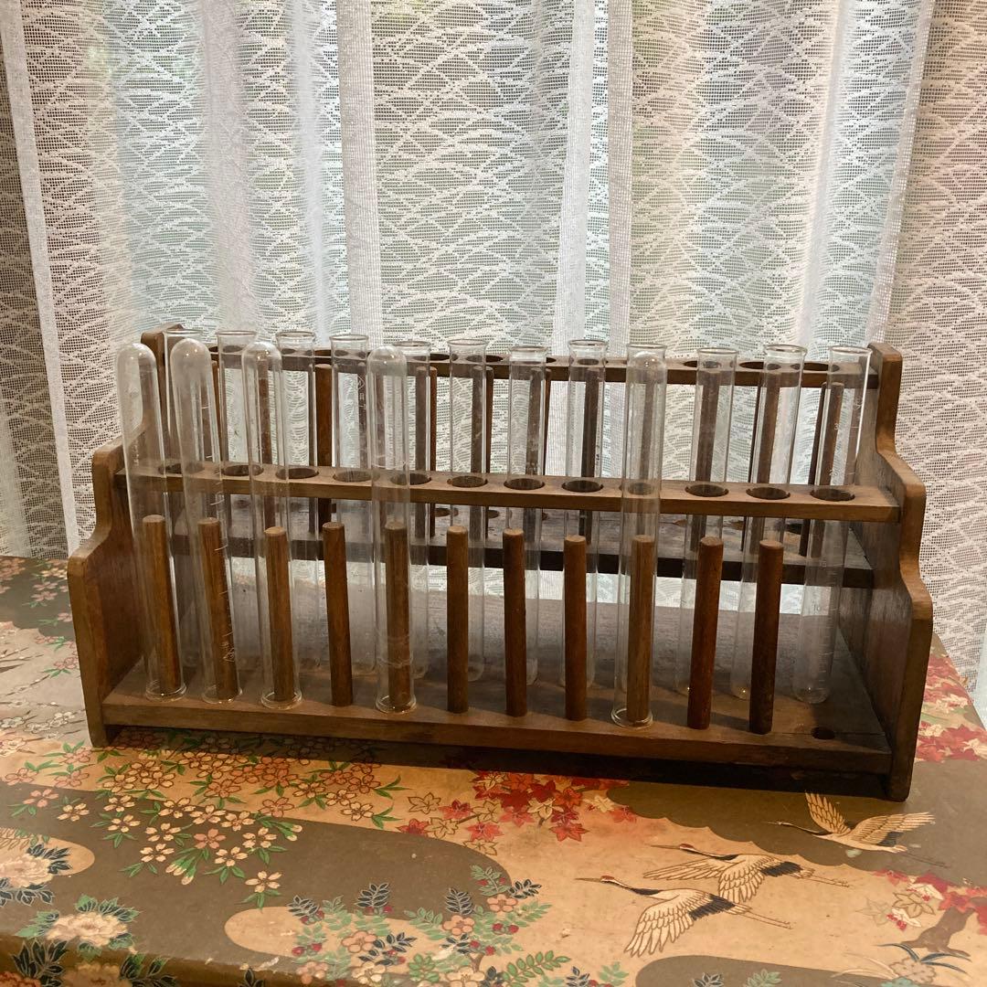 アンティーク　木製試験管立て 24本用 フラワーベース