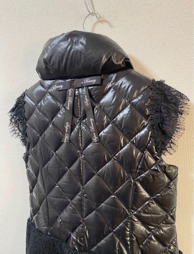 【美品】Super Beauty 黒 キルティングダウンベスト 40