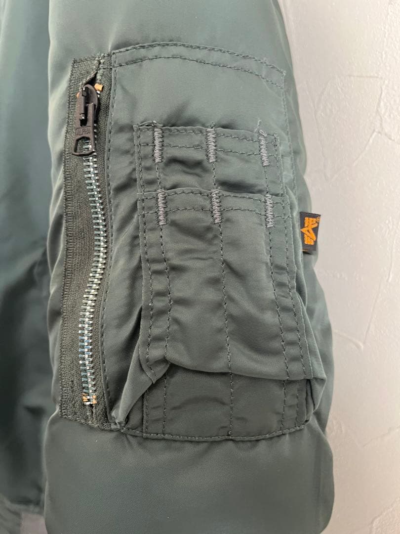 美品 米国製 アルファ MA-1 セージグリーン エドウィン商事 短丈 S 古着