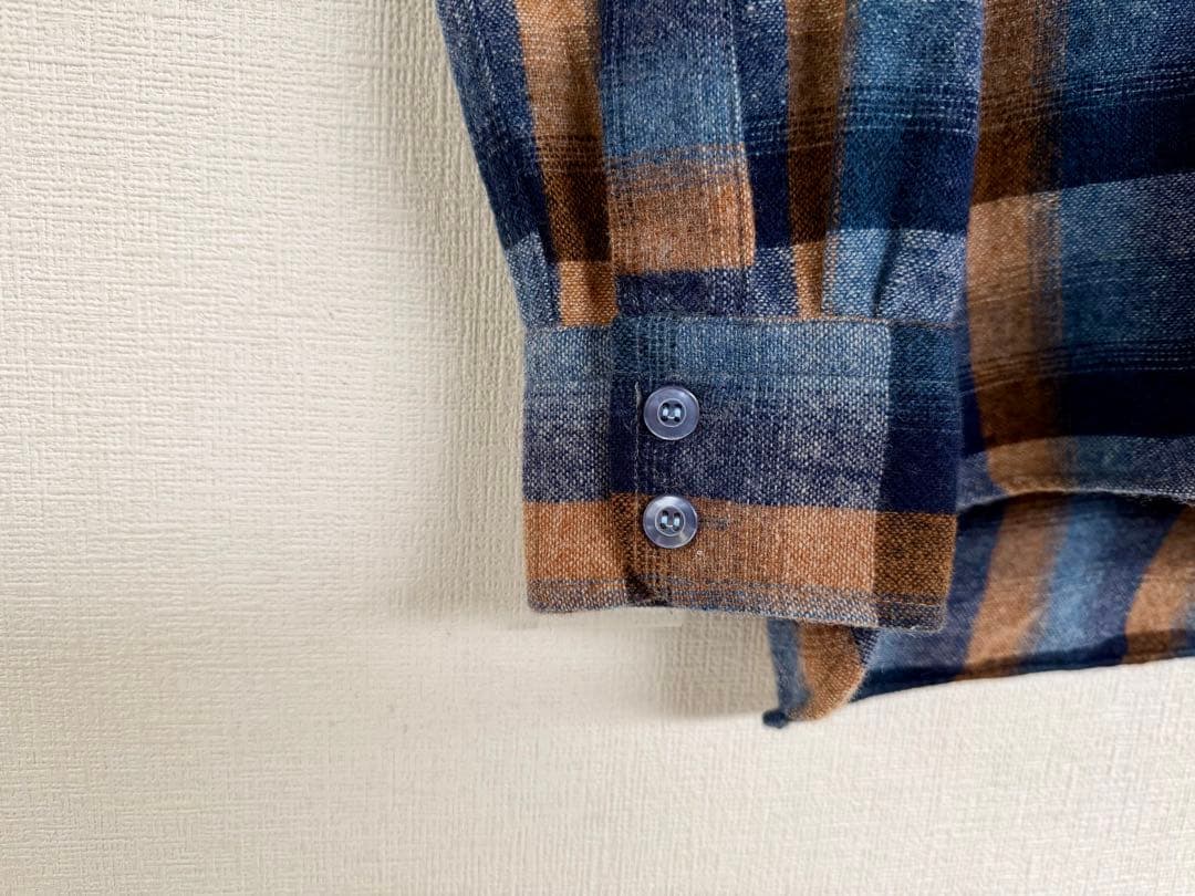 超スペシャル 70s Sears オンブレ ウール ループ シャツ S ネイビー