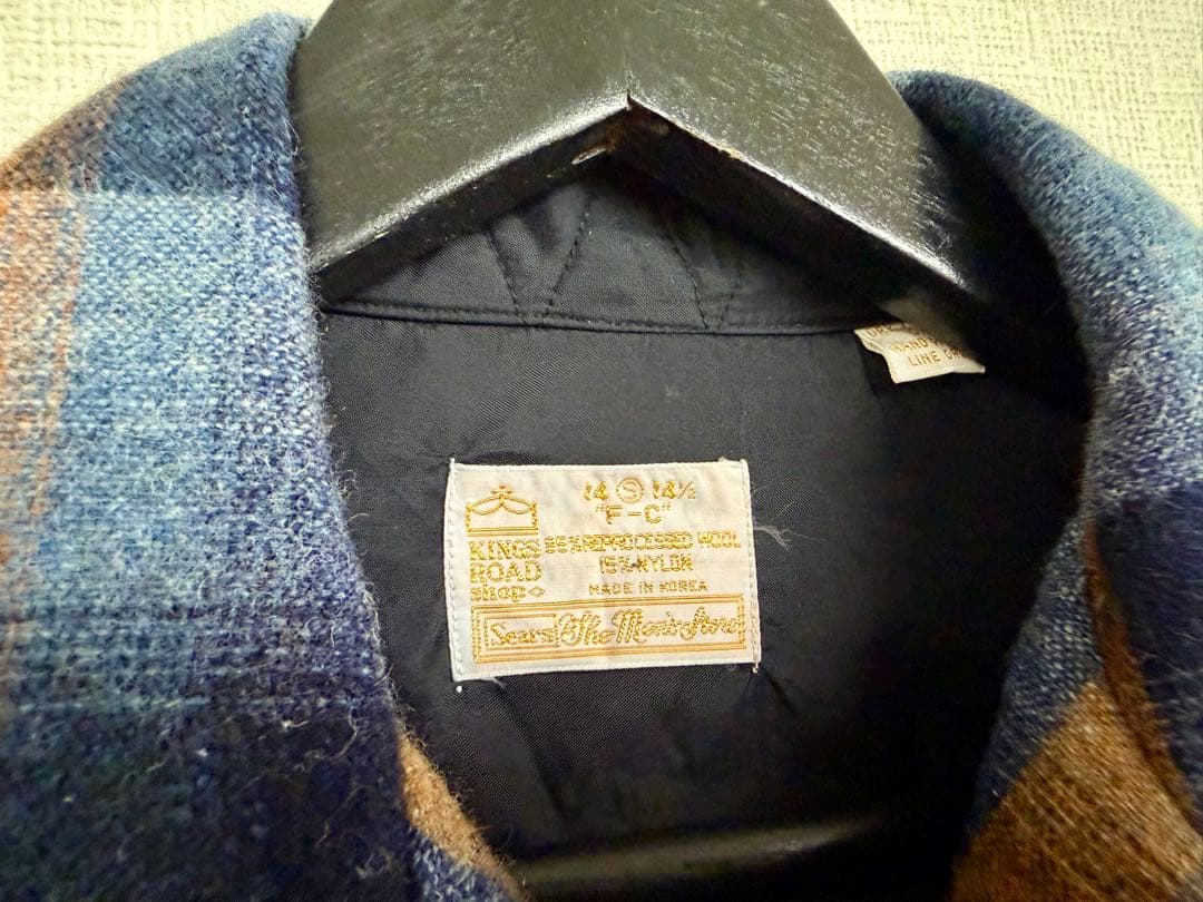 超スペシャル 70s Sears オンブレ ウール ループ シャツ S ネイビー