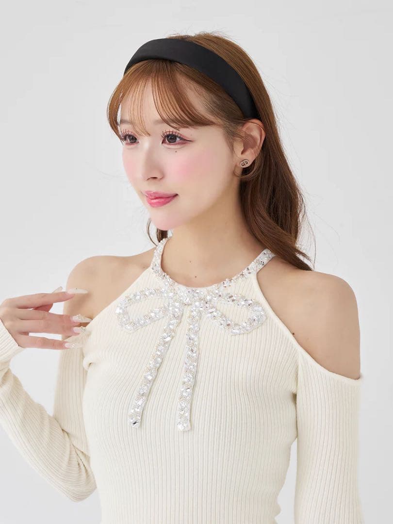 ♡ ダーリッチ Darich ♡ リボンビジューアメスリニットトップス