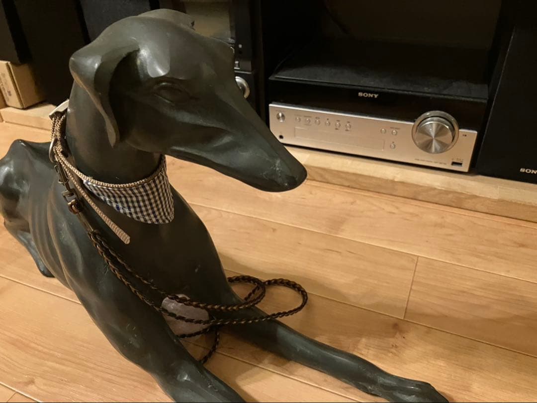 作家不明 ブロンズ像 グレーハウンド 犬の置物 銅 金属 オブジェ