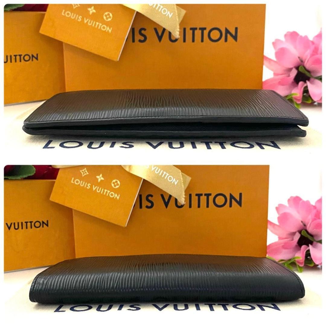 ルイ ヴィトン◎ポルトフォイユ ブラザ エピ ノワール 長財布 ストライプ 黒