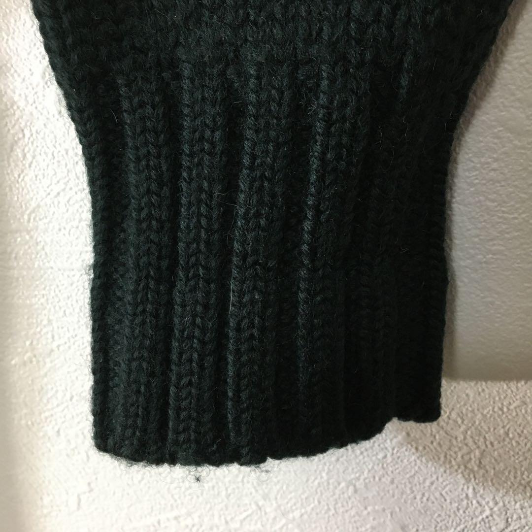 【個性派古着】ポロラルフローレン ウール緑カーディガン　豪華ワッペン　肉厚M