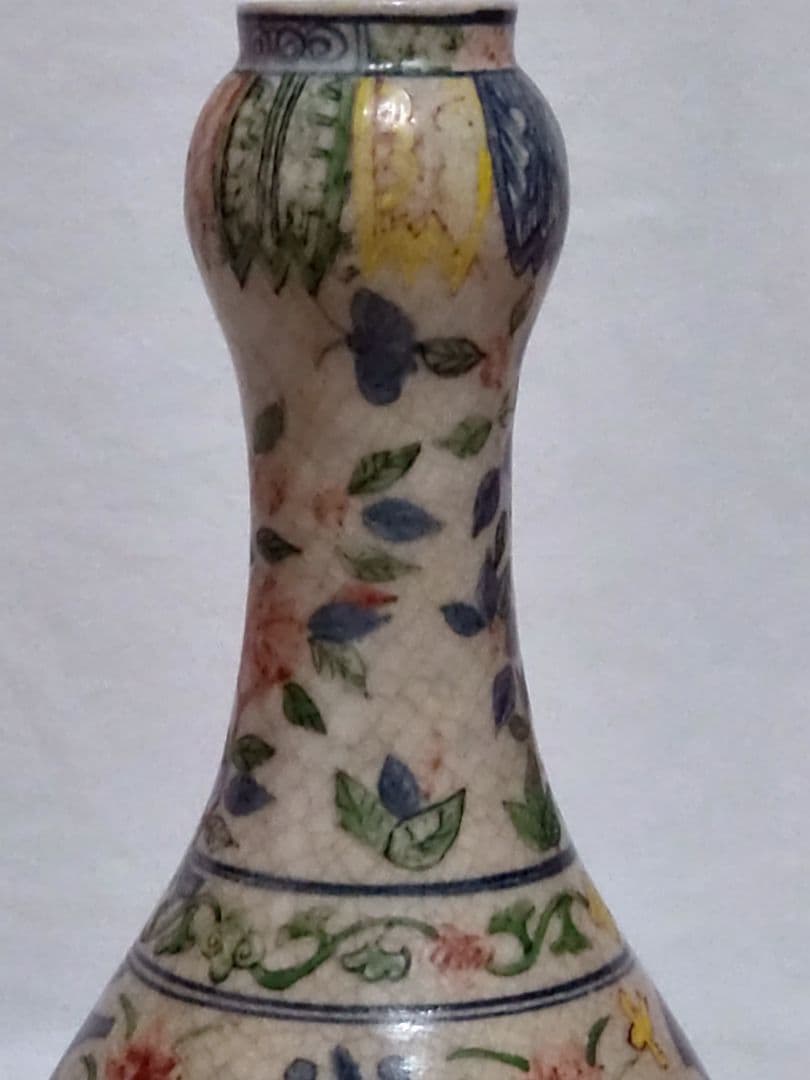 中国美術　骨董　五彩花鳥図　万暦　花瓶