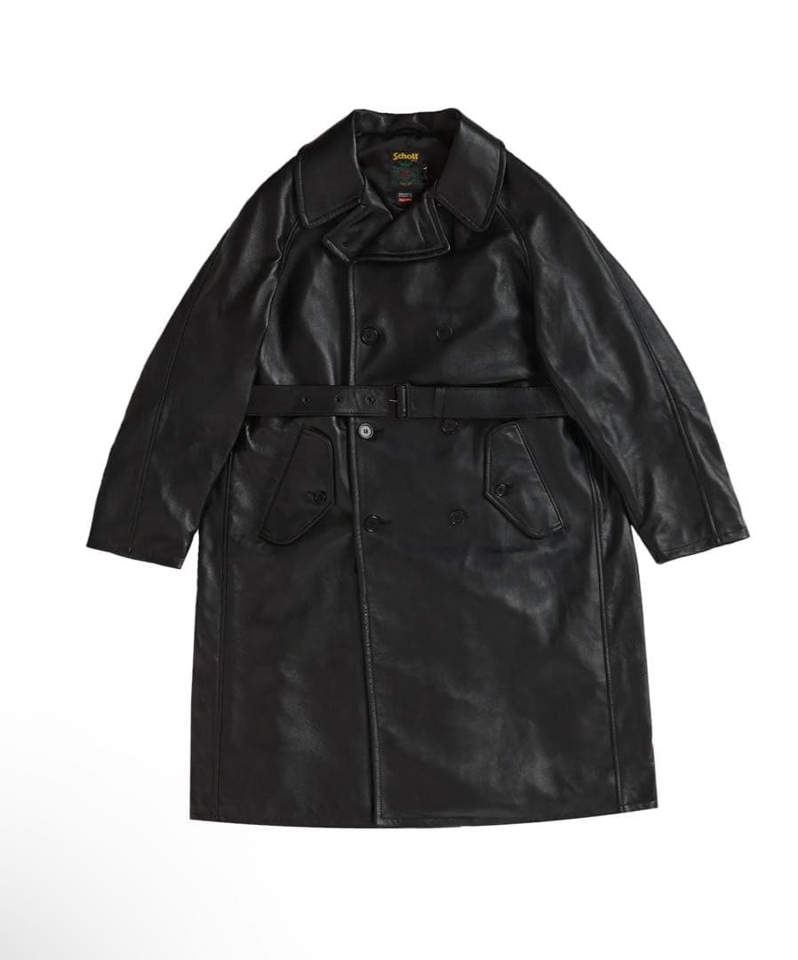 Supreme Schott Leather Trench Coat Sサイズ