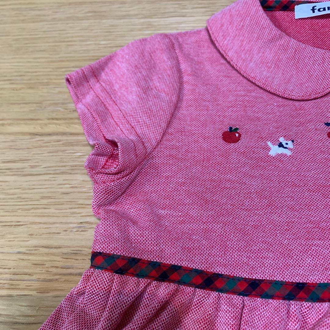 familiarファミリア★かわいい刺繍デザイン丸襟ワンピース★新品未使用★80