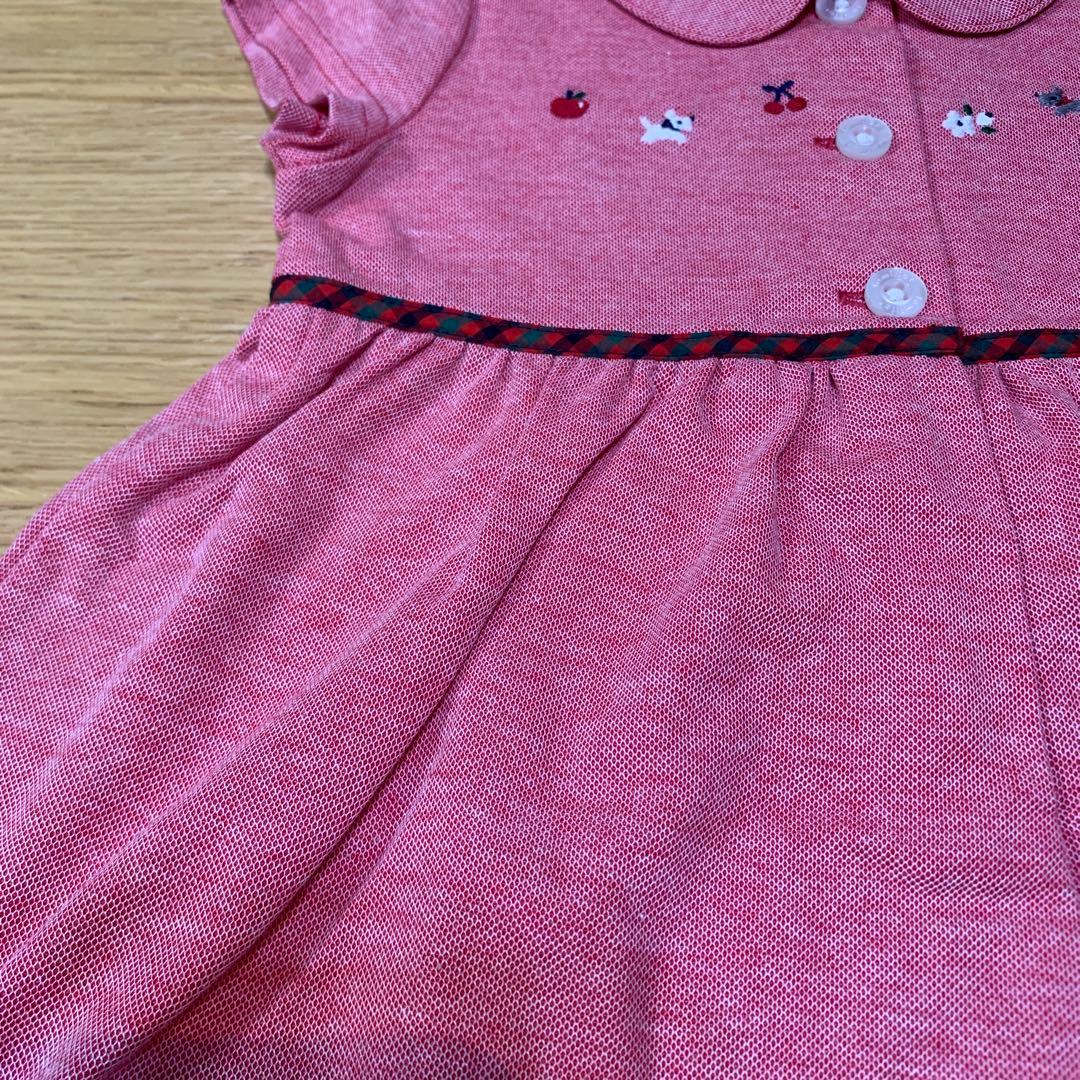 familiarファミリア★かわいい刺繍デザイン丸襟ワンピース★新品未使用★80