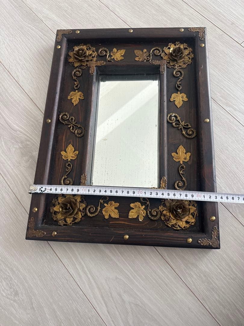 ヴィンテージ 鏡ミラー難ありアンティーク　アッシュペー　ローズ