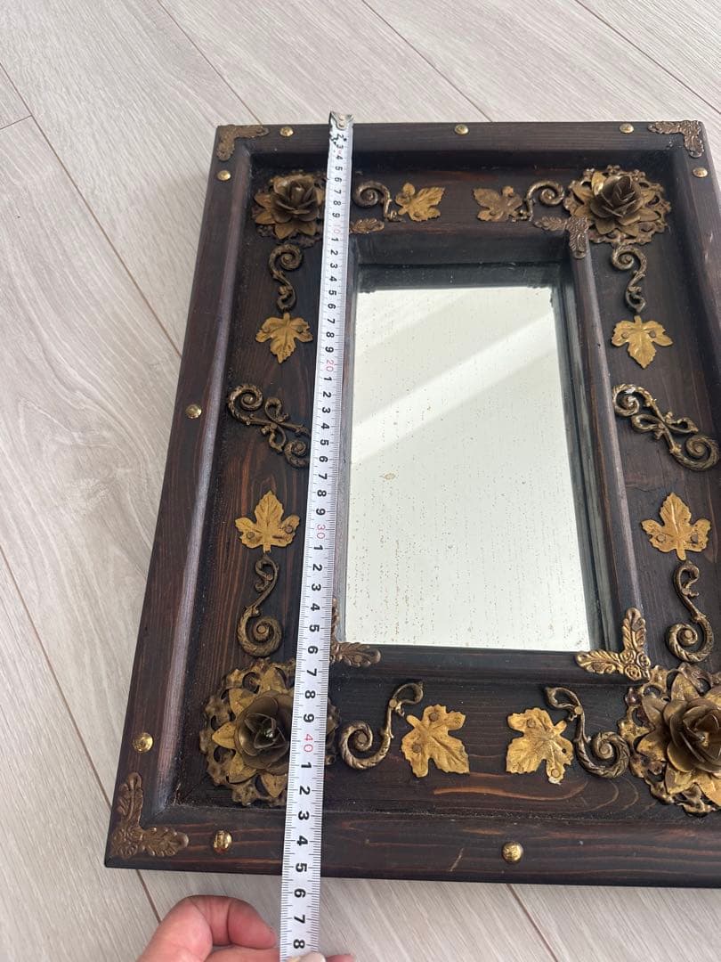 ヴィンテージ 鏡ミラー難ありアンティーク　アッシュペー　ローズ