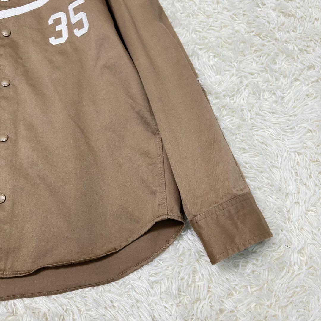 STUSSY 35thベースボールジャケット　ベージュ　L　フード　コットン