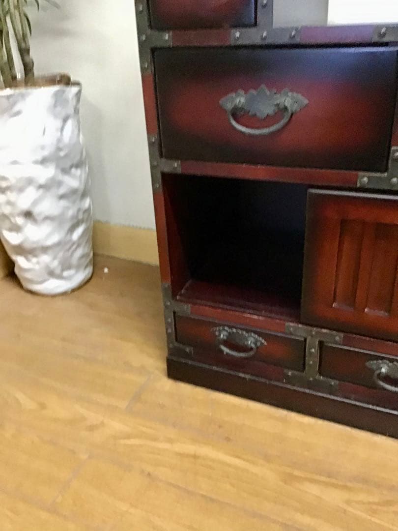 aya3953 ☆222☆民芸家具☆時代箪笥風☆右階段箪笥☆和家具☆鉄金具