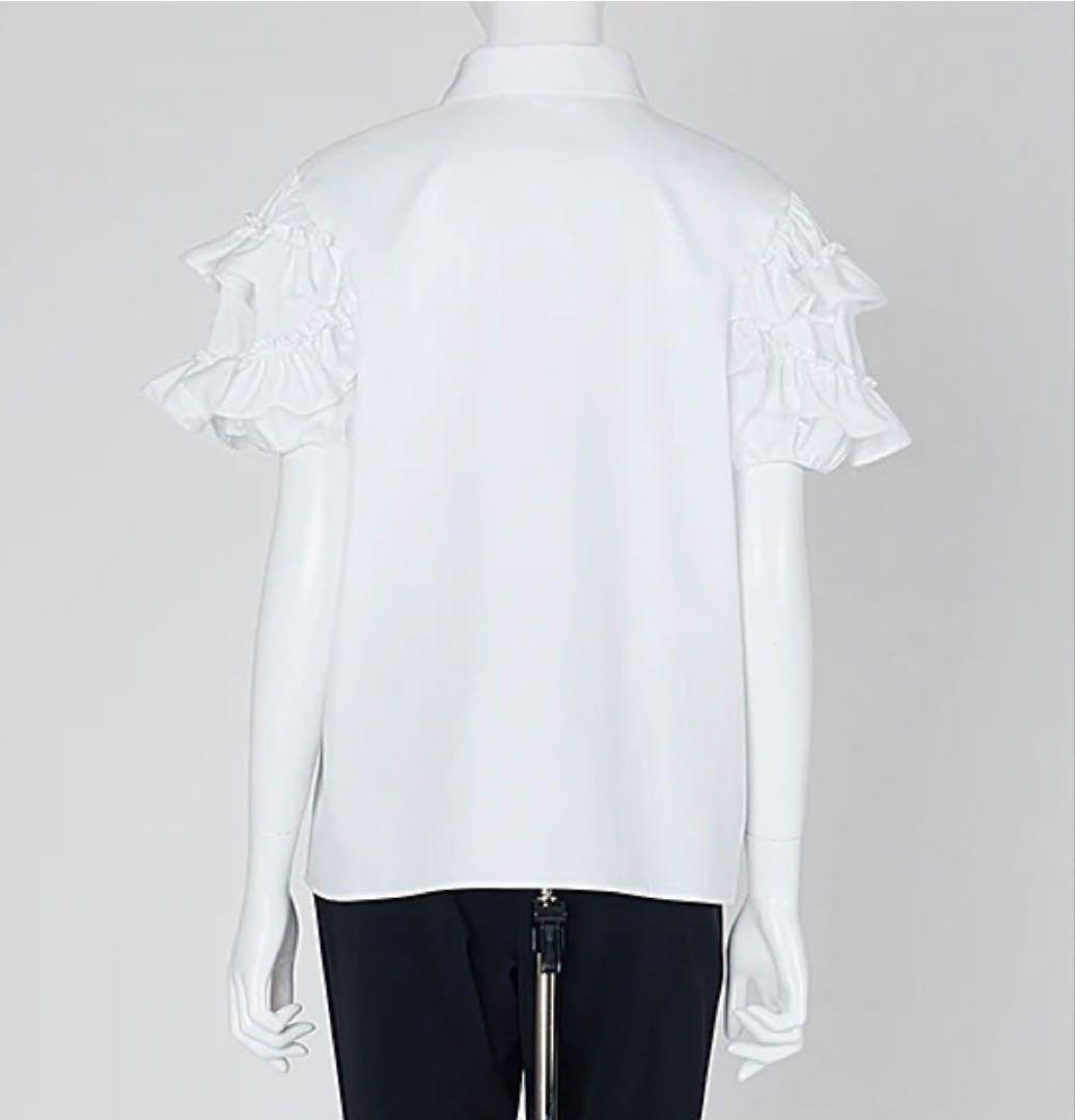 美品★ YOKO CHAN ラッフルトリムスリーブコットンブラウス