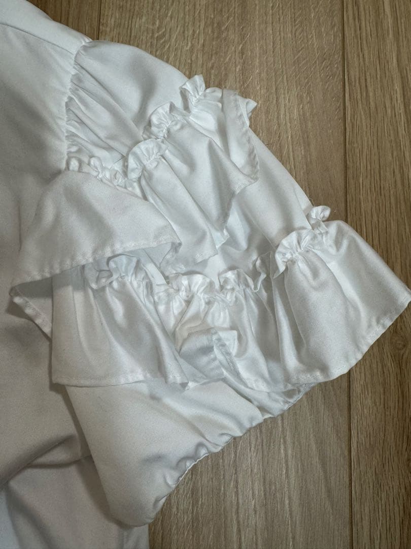 美品★ YOKO CHAN ラッフルトリムスリーブコットンブラウス