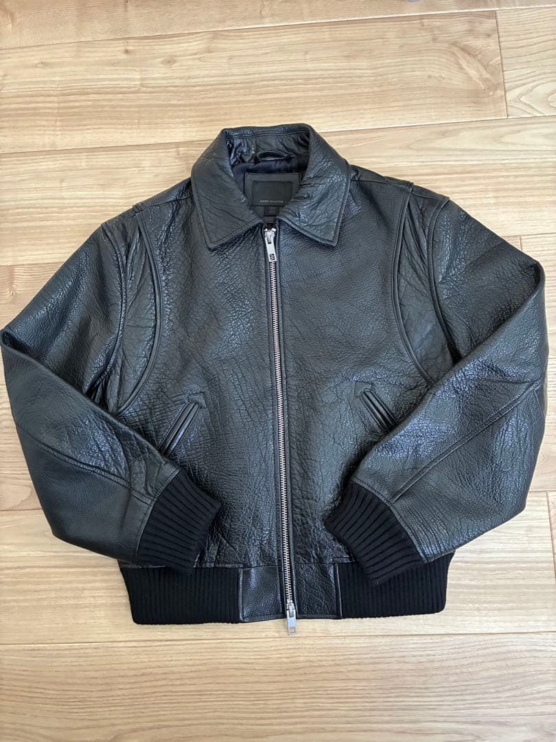ZARA エボンス加工レザーバイカージャケット 牛革！！　即完！　値段交渉可能！