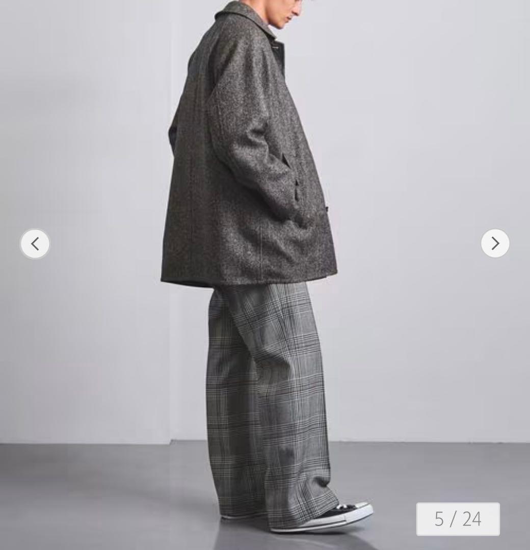 【定価¥69960】ツイード ハーフ ステンカラーコート L グレー