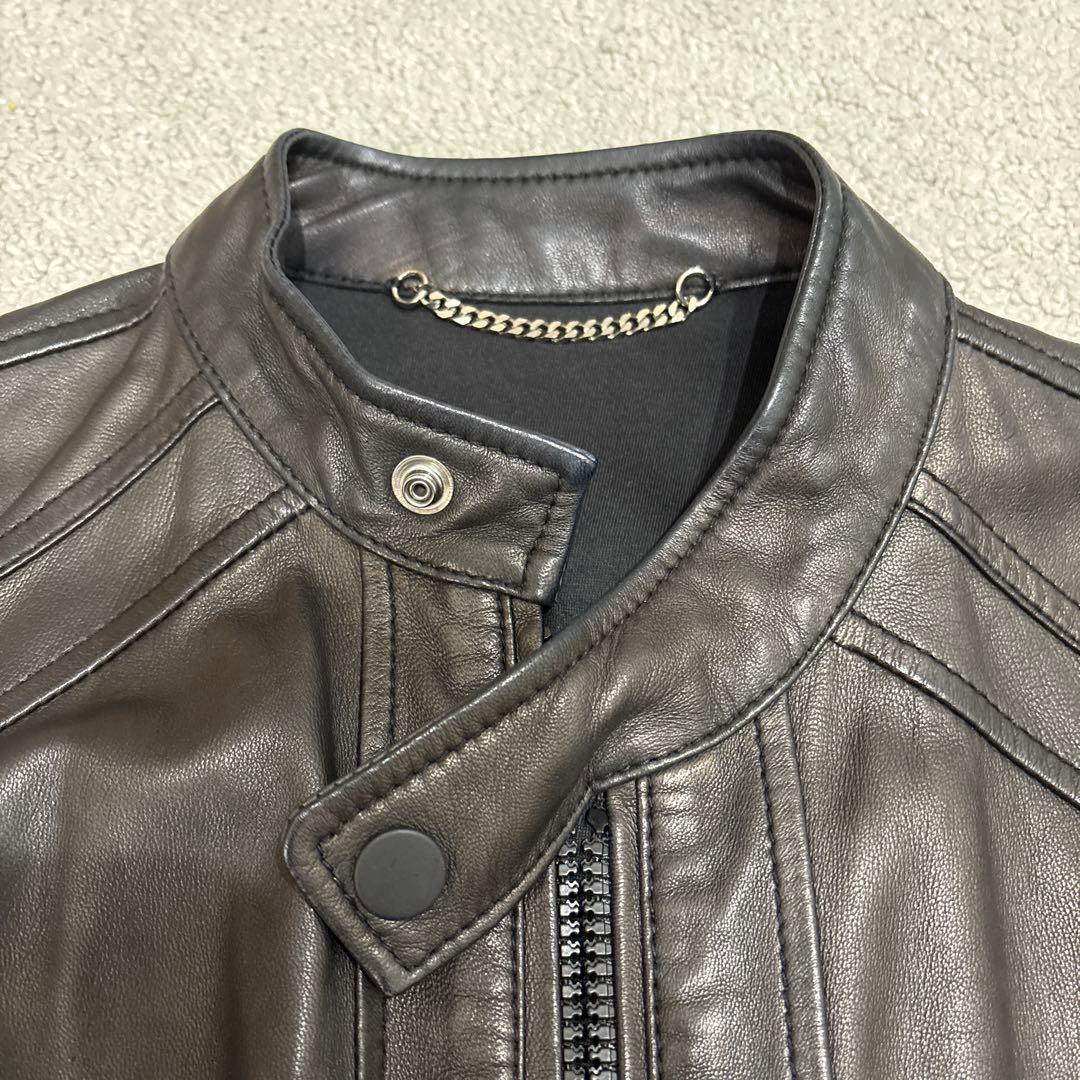 ディーゼル　ブラックゴールド　ラムレザー　ジャケット　ライダース　羊皮　ブラック