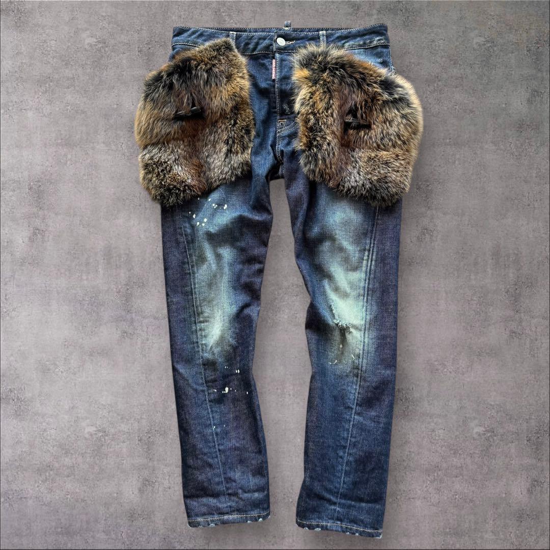 DSQUARED 2ディースクエアード　フォックスファーポケットデニムサイズ38