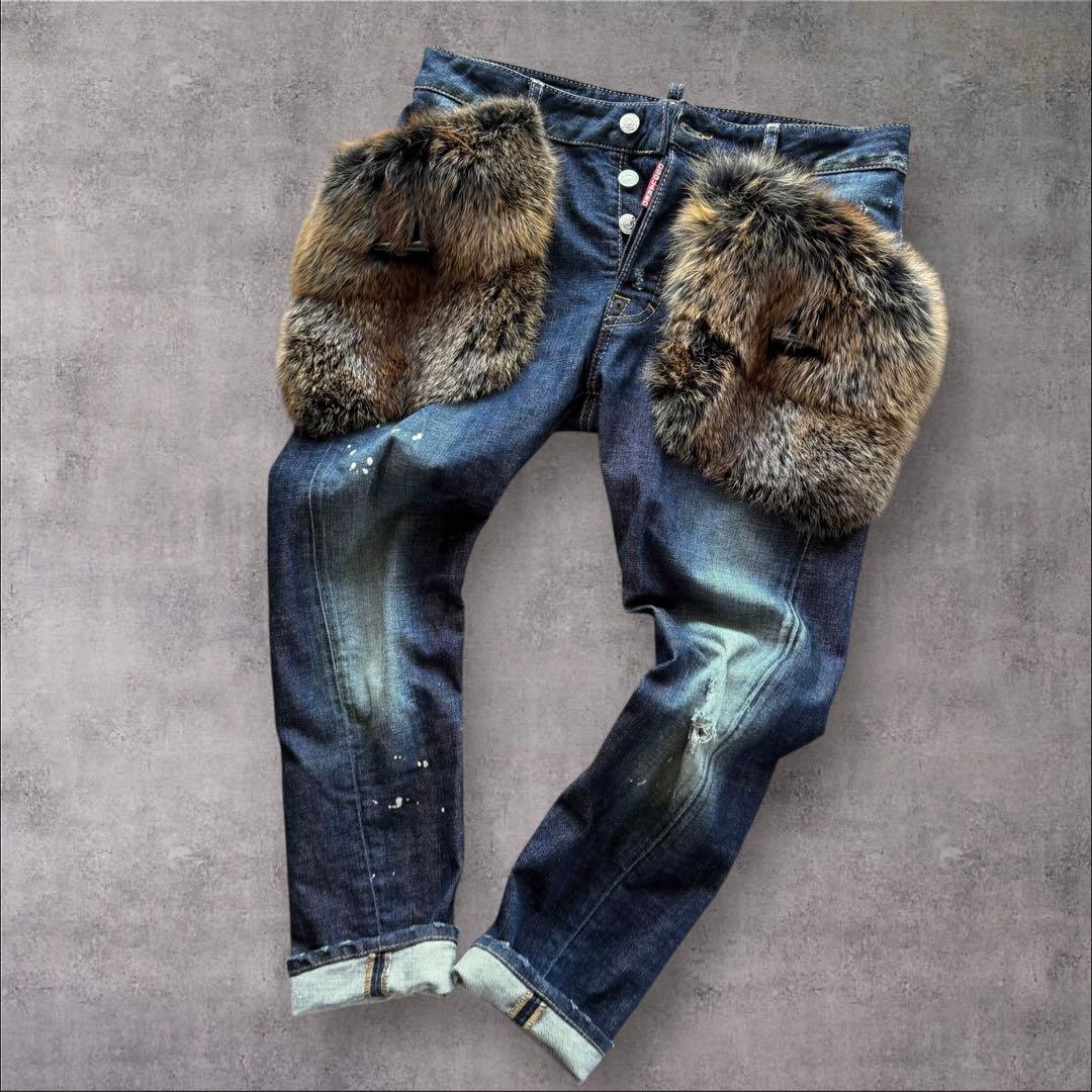 DSQUARED 2ディースクエアード　フォックスファーポケットデニムサイズ38