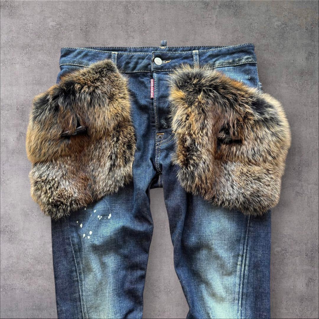 DSQUARED 2ディースクエアード　フォックスファーポケットデニムサイズ38