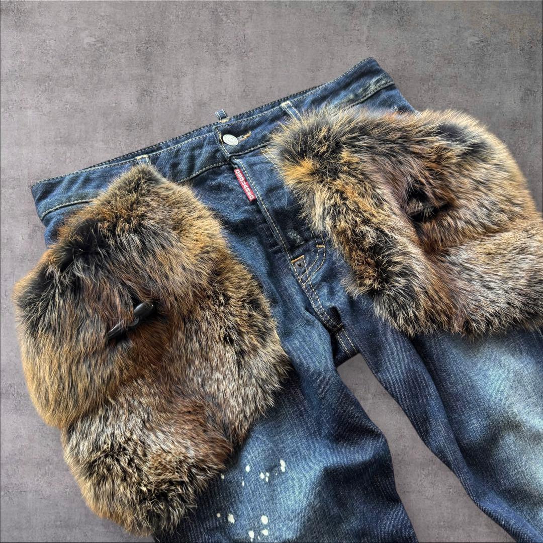 DSQUARED 2ディースクエアード　フォックスファーポケットデニムサイズ38